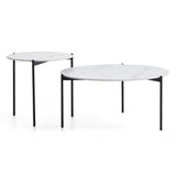 Coffee Tables: Interior Ave - Bianco Nested Coffee Table Set - White Marble Stone