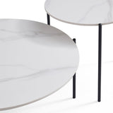 Coffee Tables: Interior Ave - Bianco Nested Coffee Table Set - White Marble Stone