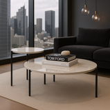 Coffee Tables: Interior Ave - Bianco Nested Coffee Table Set - White Marble Stone