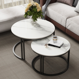 Coffee Tables: Interior Ave - Premier Nested Coffee Table Set - White Marble Stone