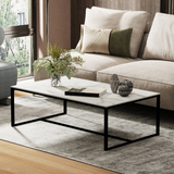 Coffee Tables: Interior Ave - Monaco Rectangle Coffee Table - White Marble Stone