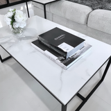 Coffee Tables: Interior Ave - Monaco Rectangle Coffee Table - White Marble Stone