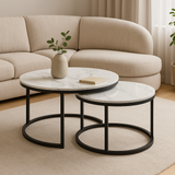 Coffee Tables: Interior Ave - Executive Stone Nested Coffee Table Set - White & White