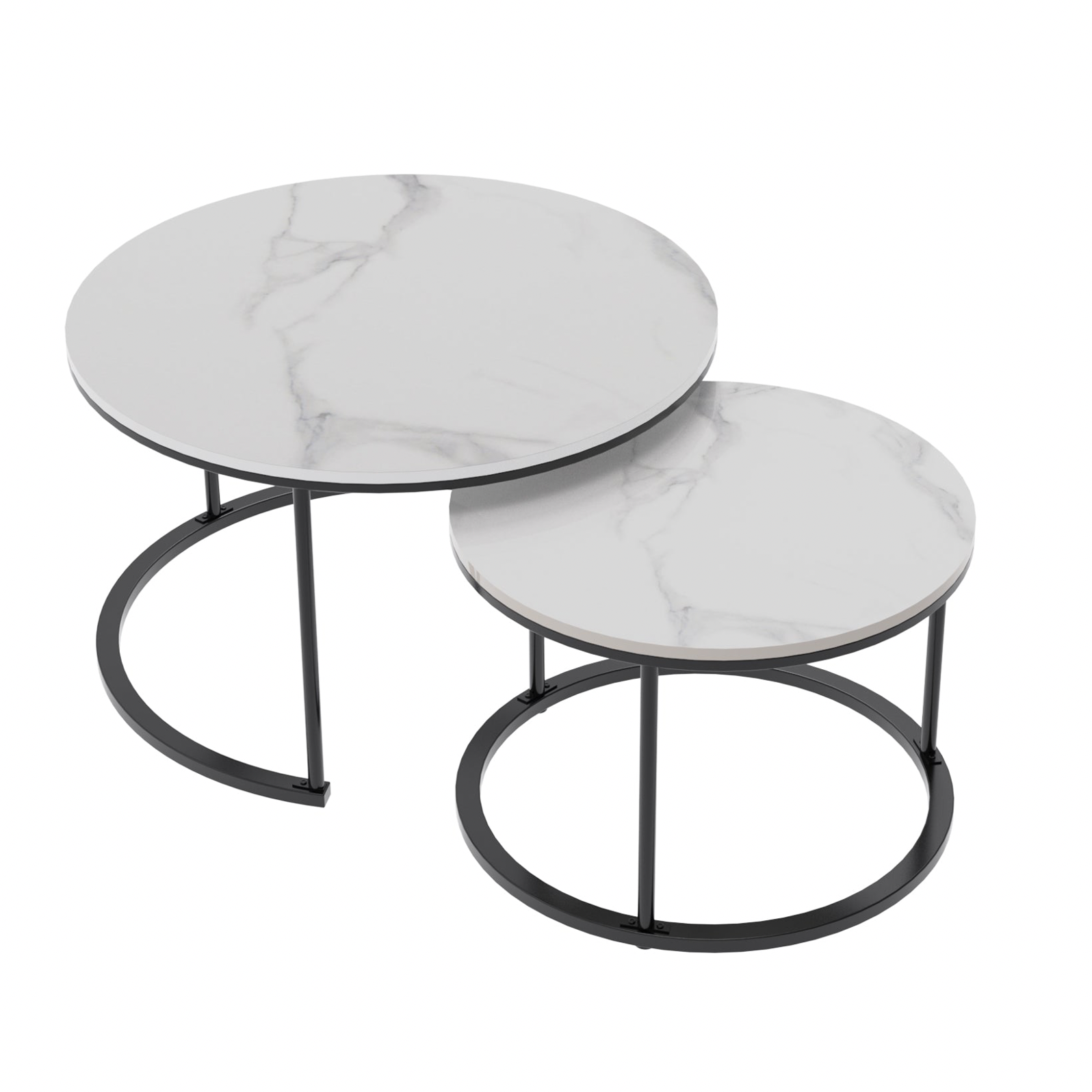 Coffee Tables: Interior Ave - Executive Stone Nested Coffee Table Set - White & White
