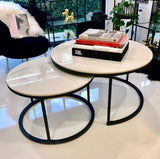Coffee Tables: Interior Ave - Executive Stone Nested Coffee Table Set - White & White