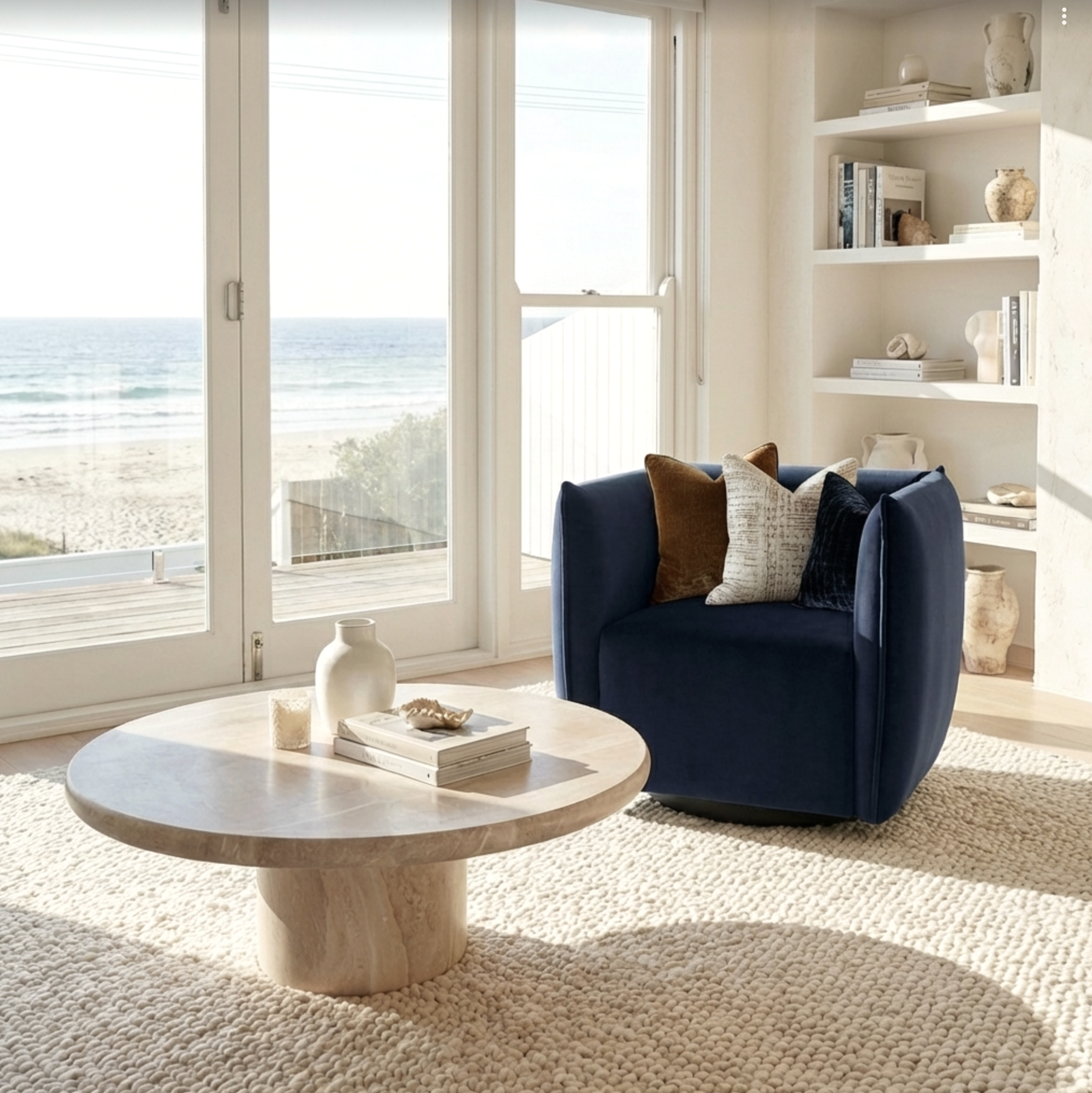 Arm Chairs & Recliners: Interior Ave - Havana Velvet Accent Chair - Indigo