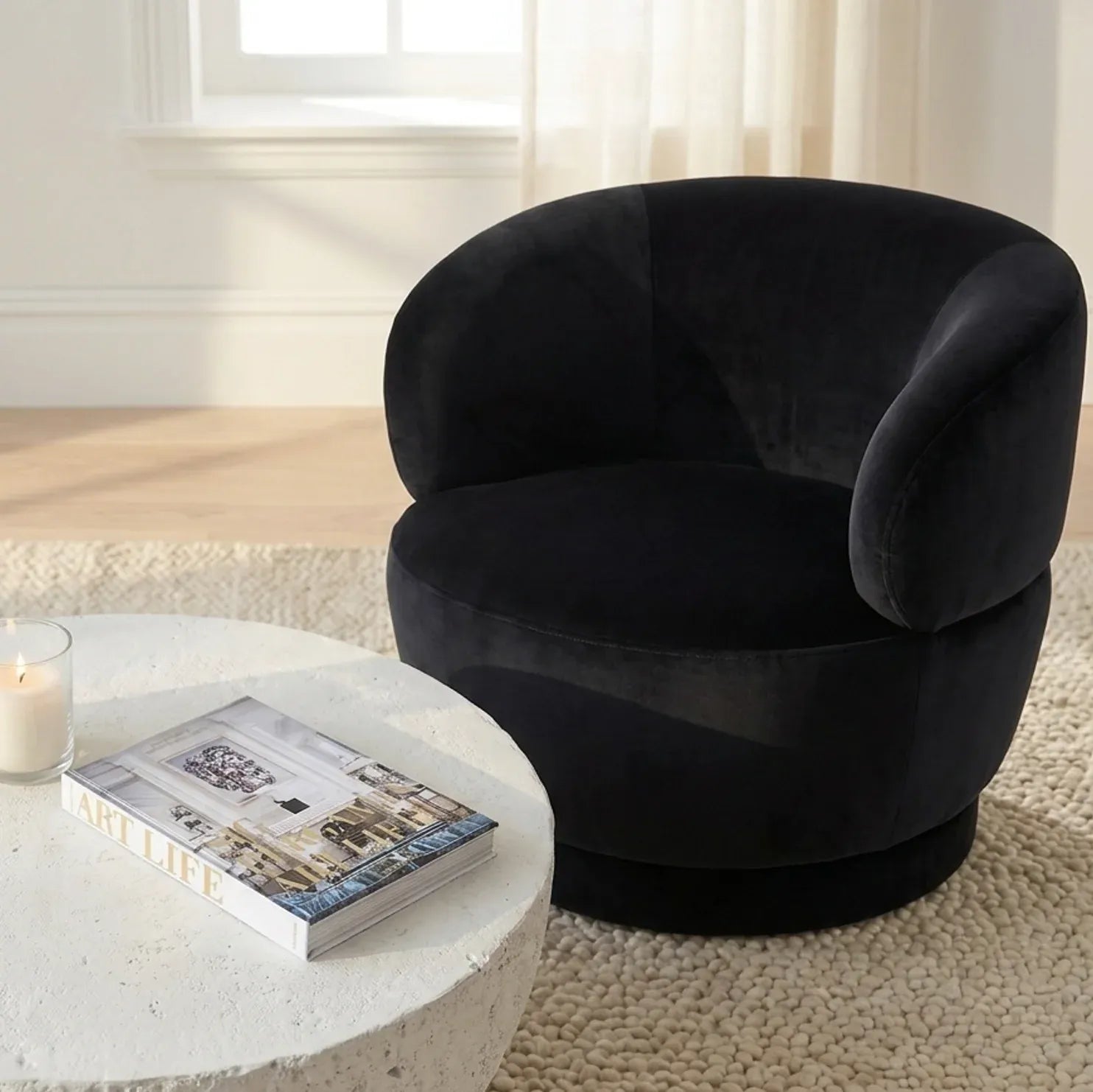 Interior Ave - Luna Swivel Armchair - Black