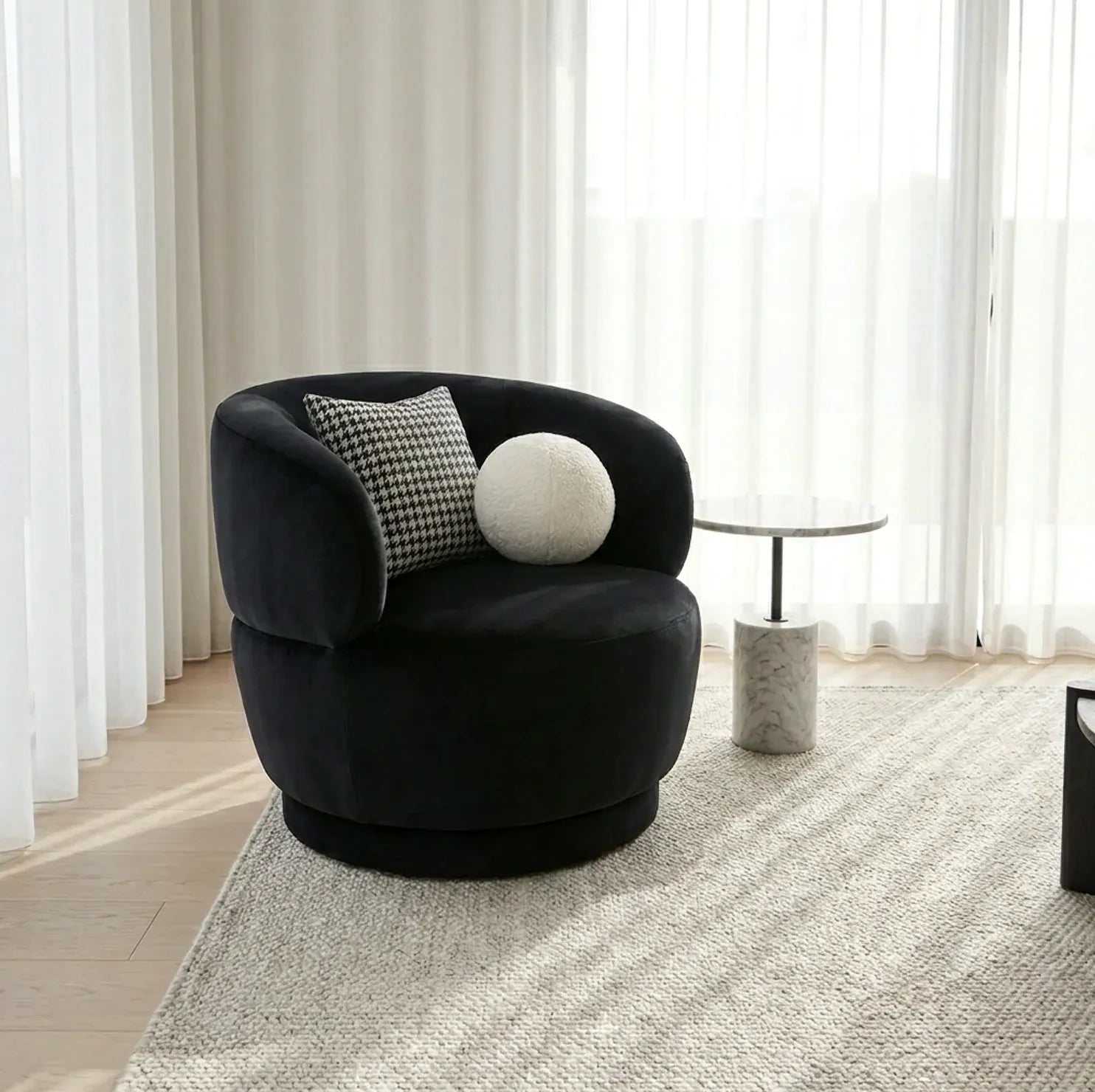 Interior Ave - Luna Swivel Armchair - Black