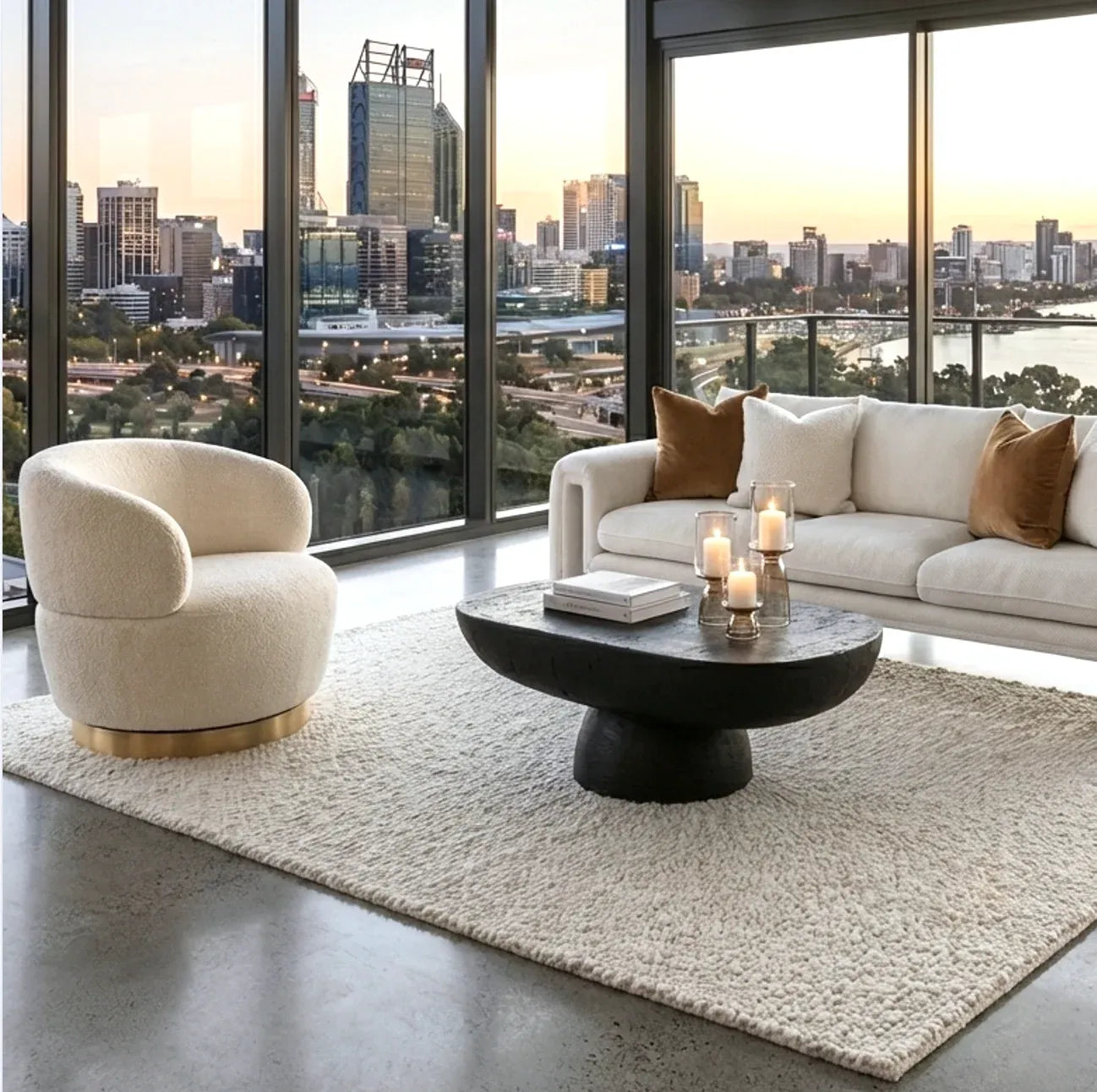 Interior Ave - Luna Swivel Armchair - Vanilla Oat