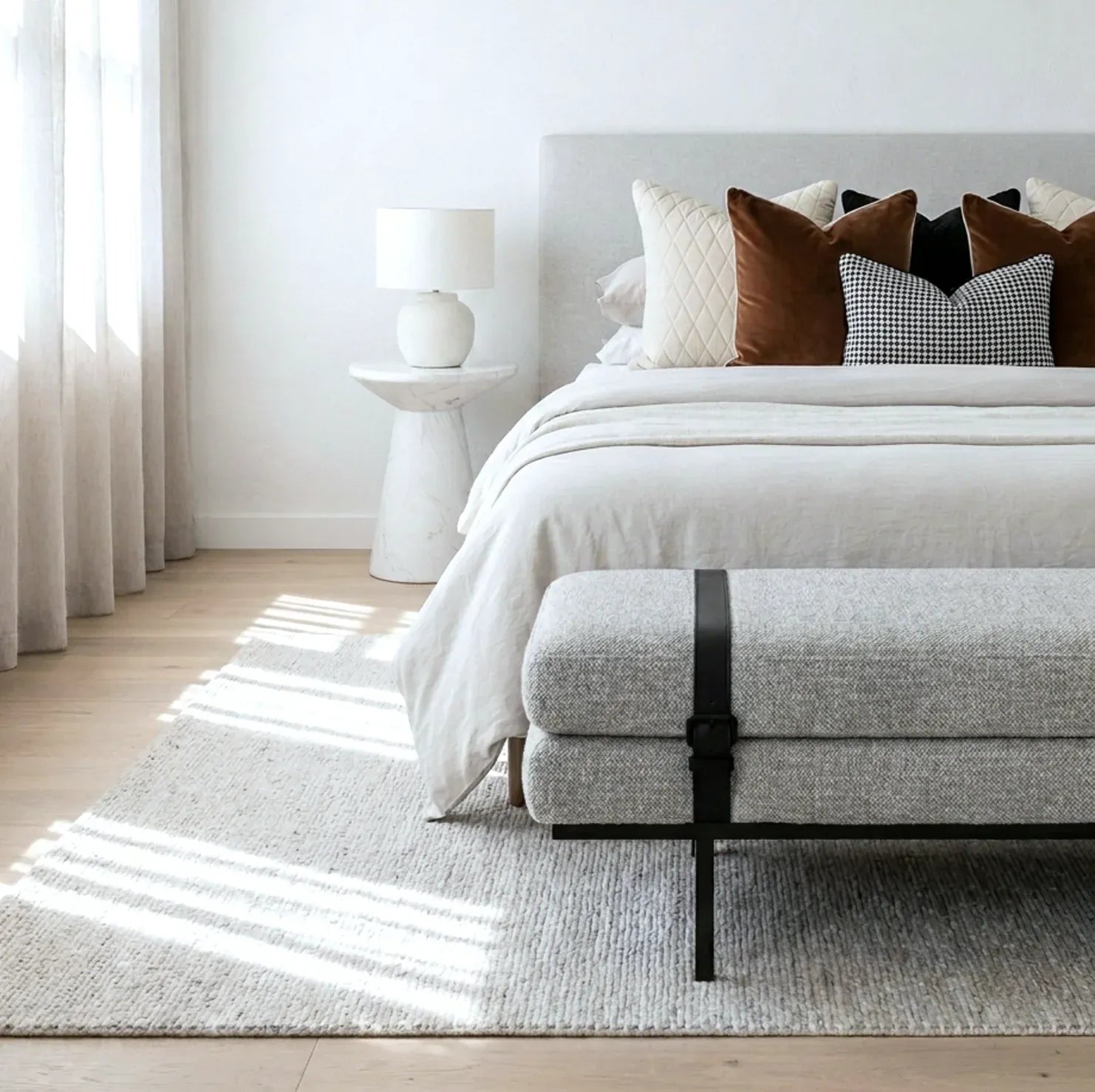 Interior Ave - Porter Bench - Light Grey