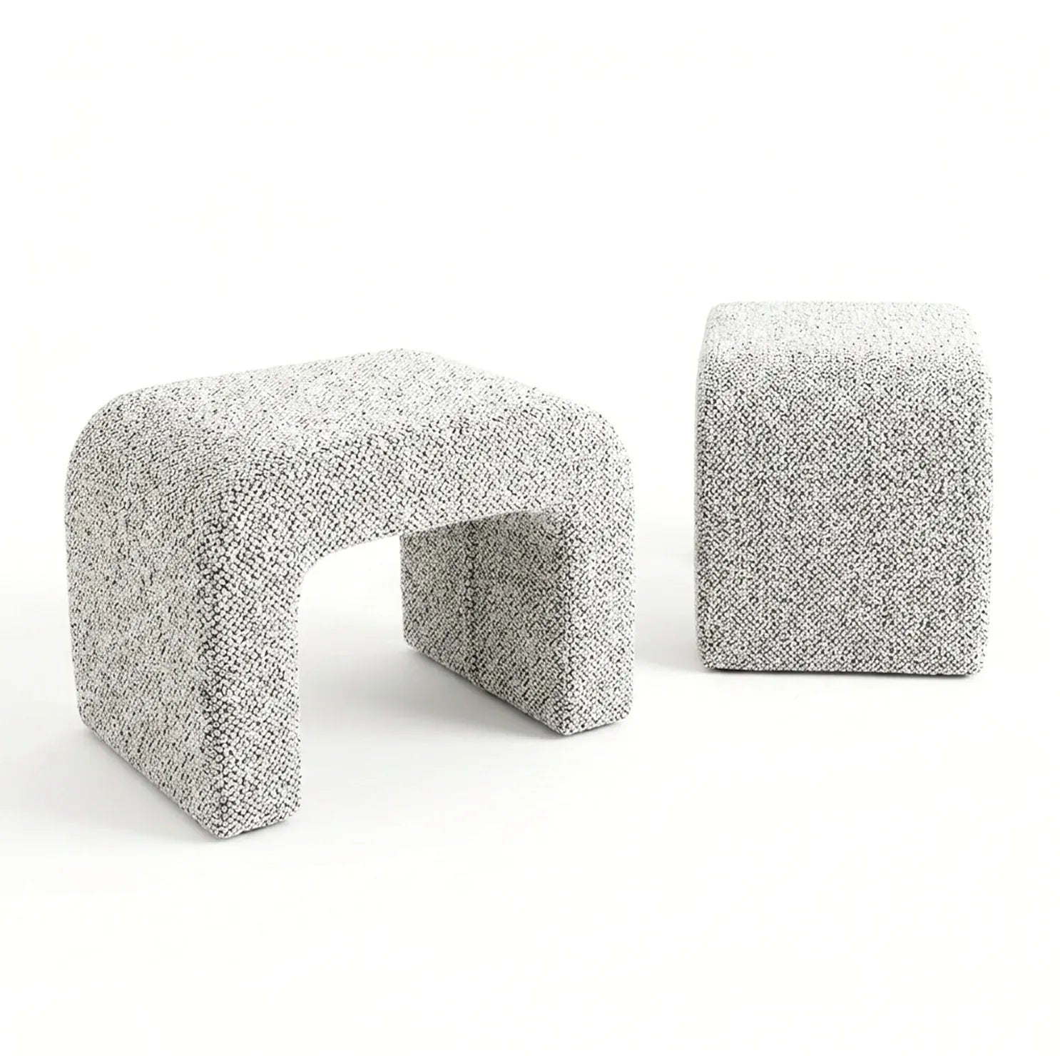 Interior Ave - Hendrix Arched Textured Ottoman - Frosted Stone