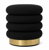 Ottomans & Footstools: Interior Ave - Roma Round Velvet Ottoman / Footstool  Black