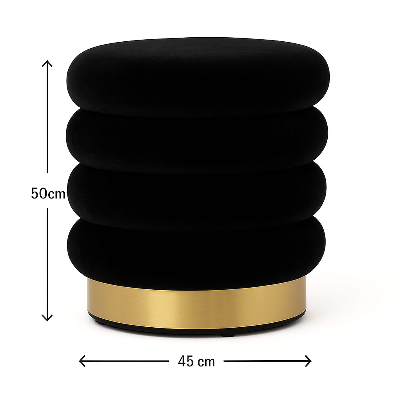 Ottomans & Footstools: Interior Ave - Roma Round Velvet Ottoman / Footstool  Black