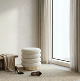 Ottomans & Footstools: Interior Ave - Roma Round Tweed Ottoman / Footstool  Light Grey