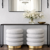 Ottomans & Footstools: Interior Ave - Roma Round Milan Ottoman / Footstool  Off White