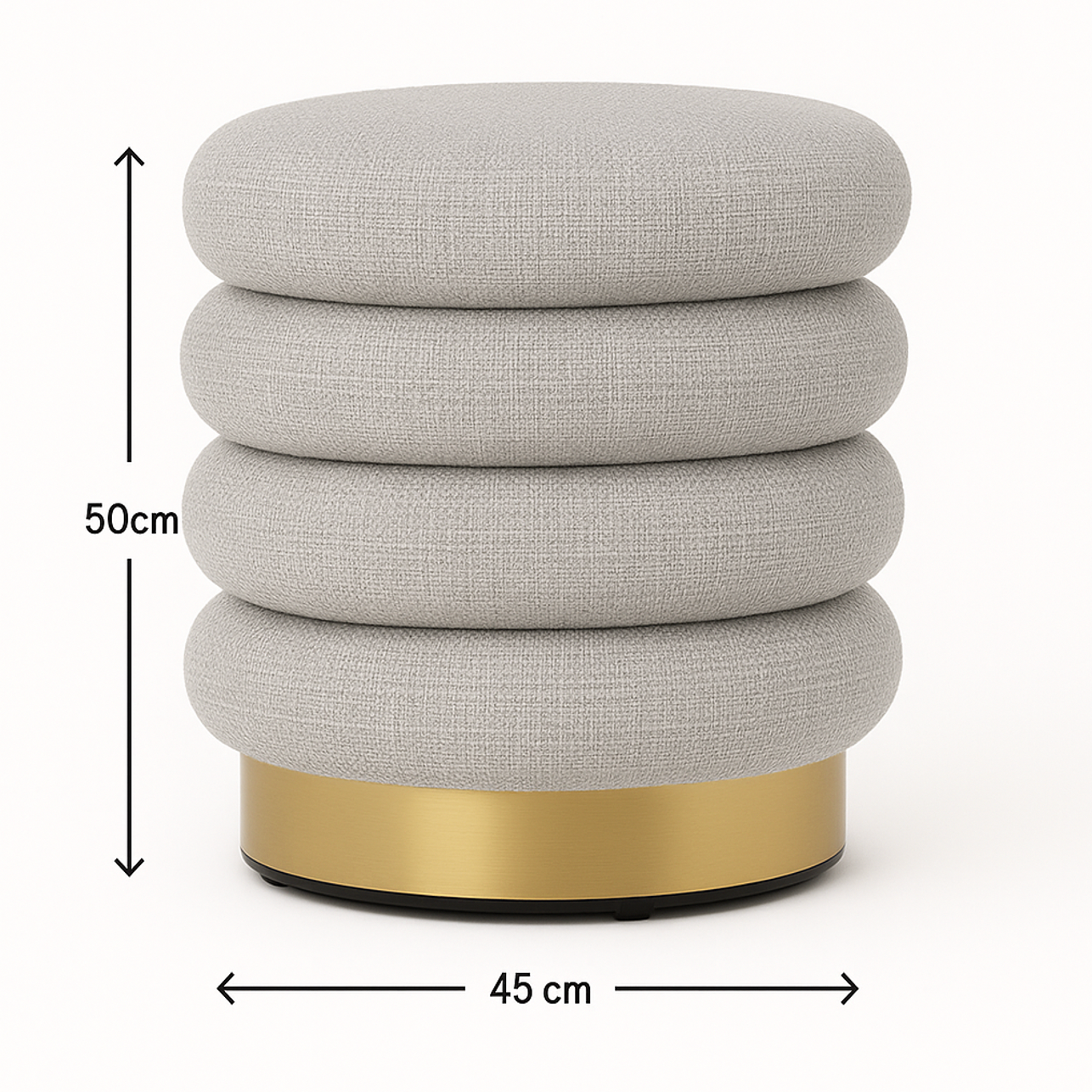 Ottomans & Footstools: Interior Ave - Roma Round Milan Ottoman / Footstool  Off White