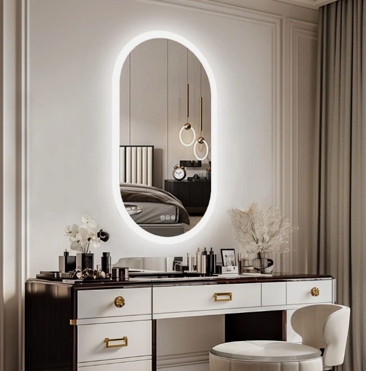 Mirrors: Interior Ave - 50 x 100cm Oval Frameless LED Bathroom Mirror