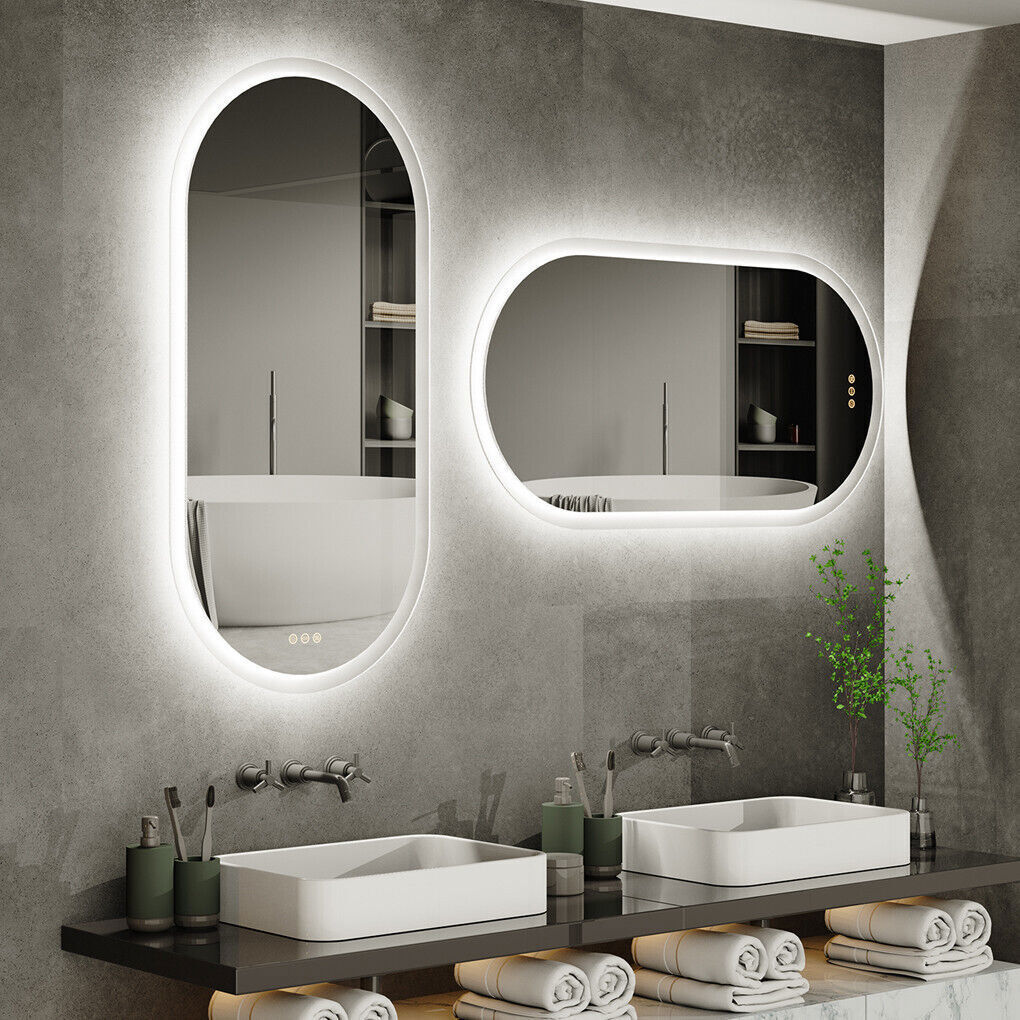 Mirrors: Interior Ave - 50 x 100cm Oval Frameless LED Bathroom Mirror