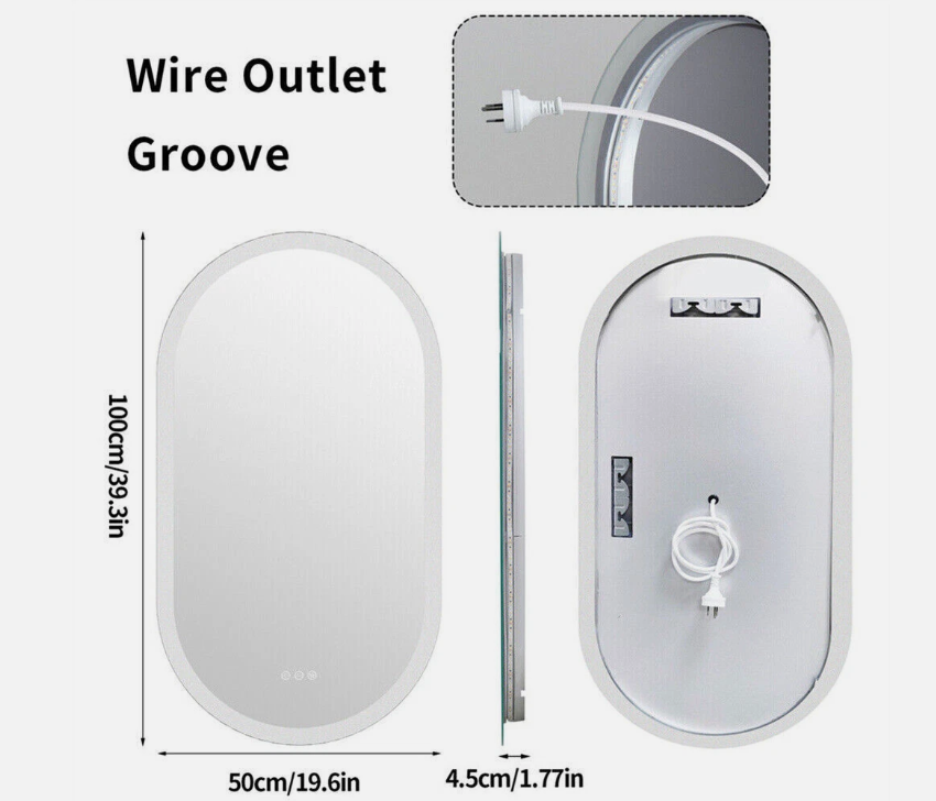 Mirrors: Interior Ave - 50 x 100cm Oval Frameless LED Bathroom Mirror
