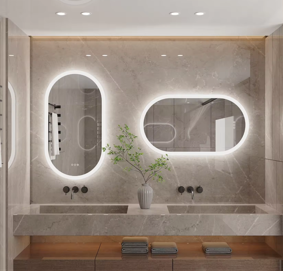 Mirrors: Interior Ave - 50 x 80cm Oval Frameless LED Bathroom Mirror
