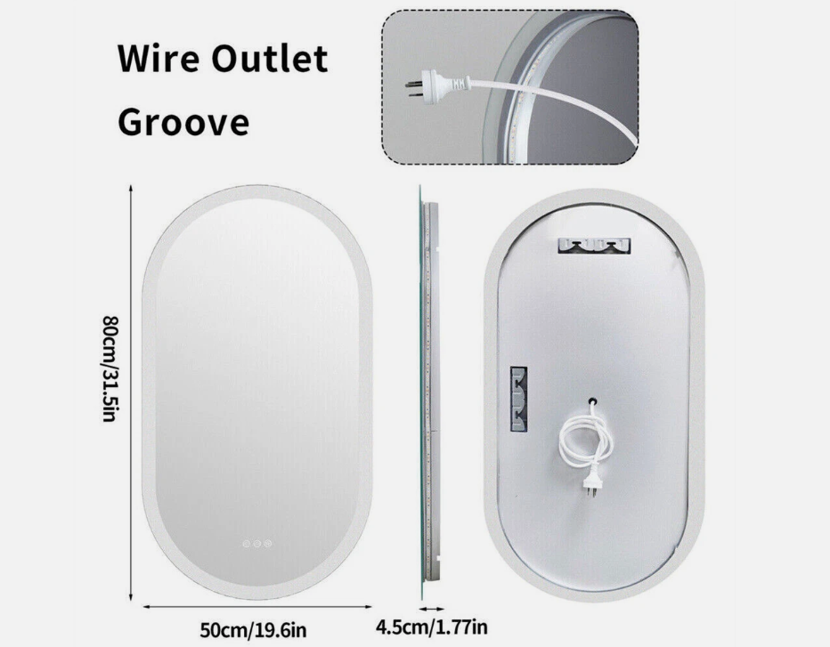 Mirrors: Interior Ave - 50 x 80cm Oval Frameless LED Bathroom Mirror