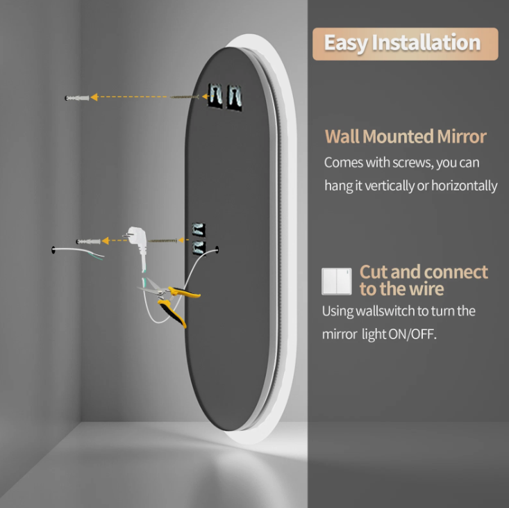 Mirrors: Interior Ave - 50 x 80cm Oval Frameless LED Bathroom Mirror