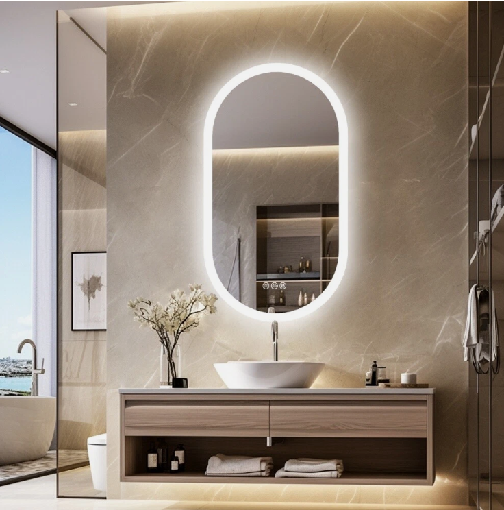 Mirrors: Interior Ave - 60 x 120cm Oval Frameless LED Bathroom Mirror