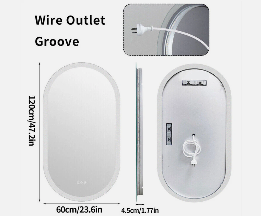 Mirrors: Interior Ave - 60 x 120cm Oval Frameless LED Bathroom Mirror