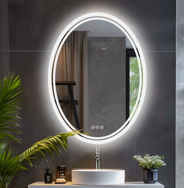 Mirrors: Interior Ave - 50 x 70cm Oval Frameless LED Bathroom Mirror