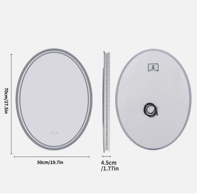 Mirrors: Interior Ave - 50 x 70cm Oval Frameless LED Bathroom Mirror