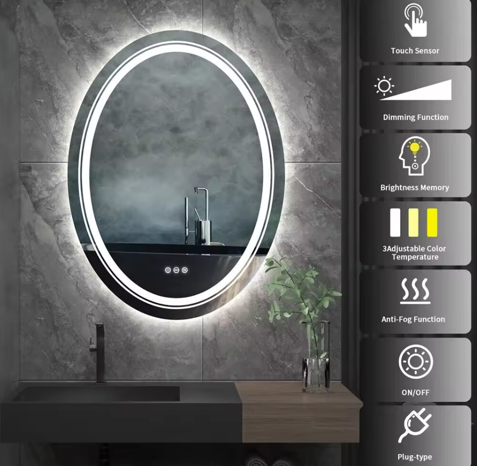 Mirrors: Interior Ave - 60 x 80cm Oval Frameless LED Bathroom Mirror