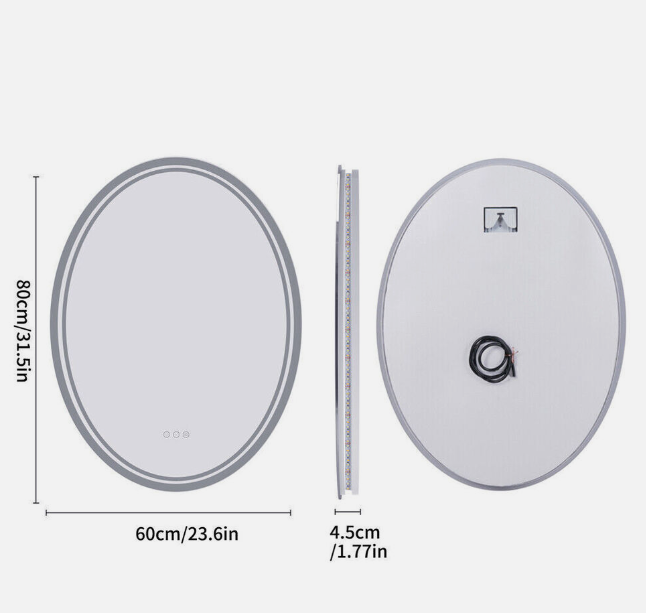 Mirrors: Interior Ave - 60 x 80cm Oval Frameless LED Bathroom Mirror