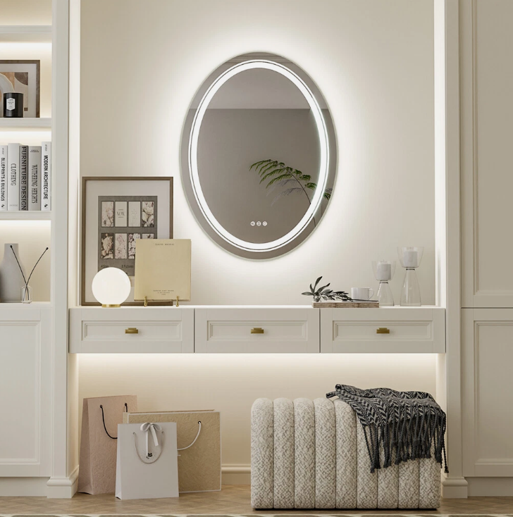 Mirrors: Interior Ave - 60 x 80cm Oval Frameless LED Bathroom Mirror