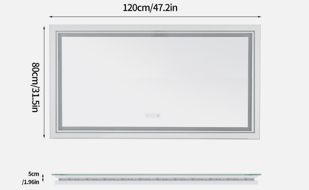 Mirrors: Interior Ave - 120 x 80cm Rectangle Frameless LED Bathroom Mirror