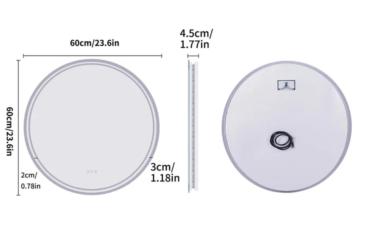 Mirrors: Interior Ave - 60cm Round Frameless LED Bathroom Mirror