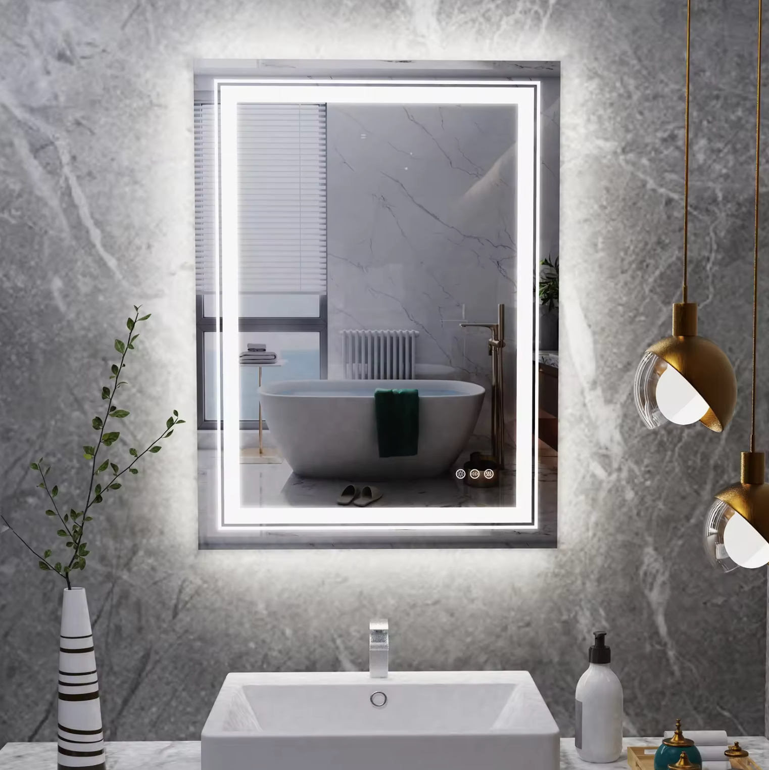 Mirrors: Interior Ave - 50 x 70cm Rectangle Frameless LED Bathroom Mirror