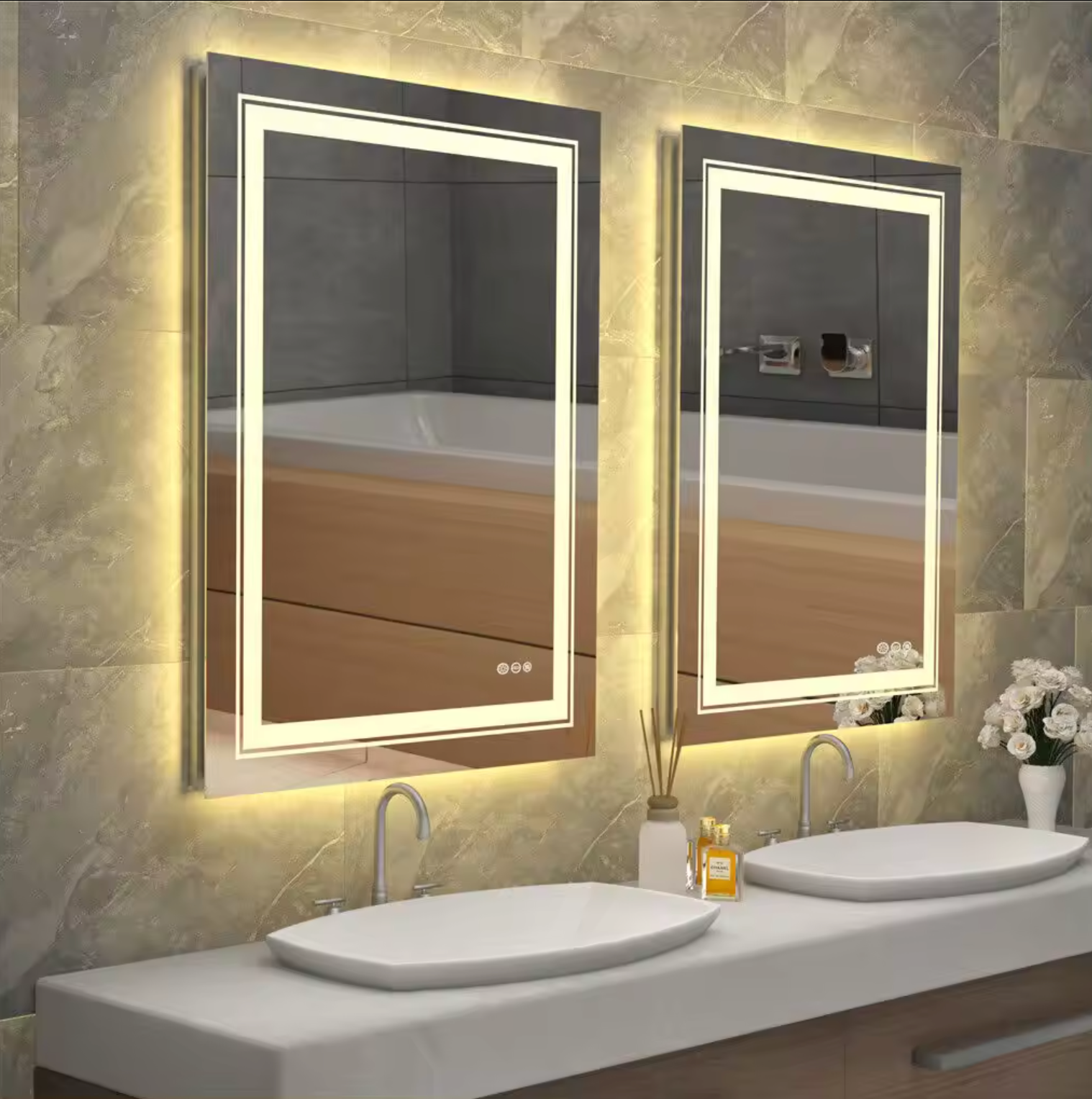 Mirrors: Interior Ave - 50 x 70cm Rectangle Frameless LED Bathroom Mirror