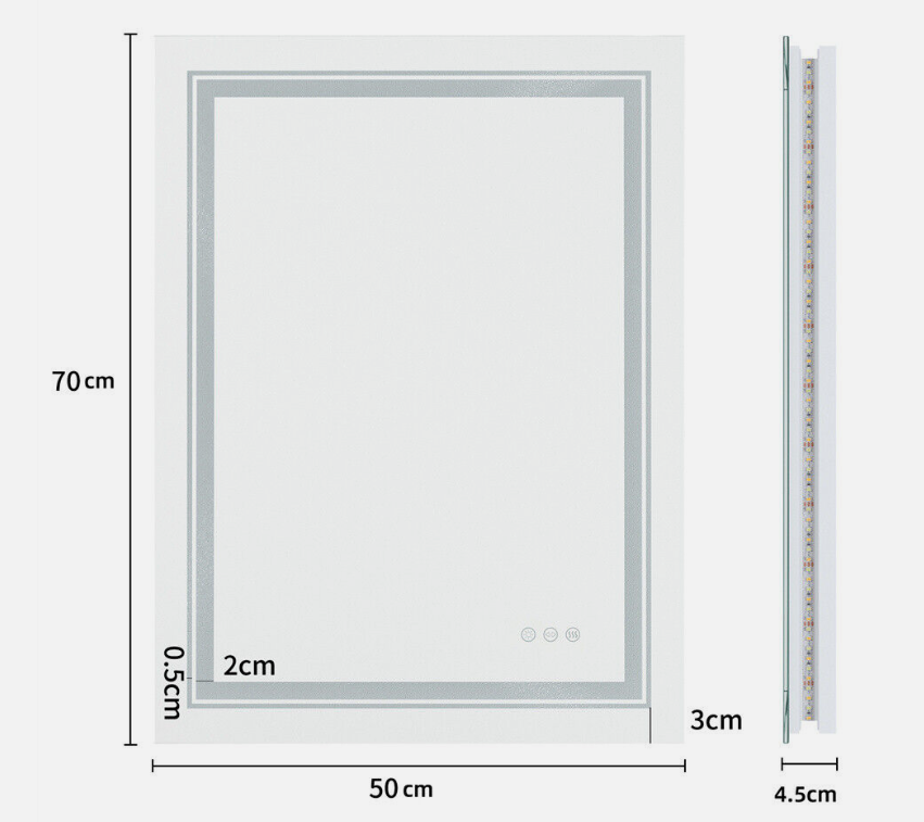 Mirrors: Interior Ave - 50 x 70cm Rectangle Frameless LED Bathroom Mirror