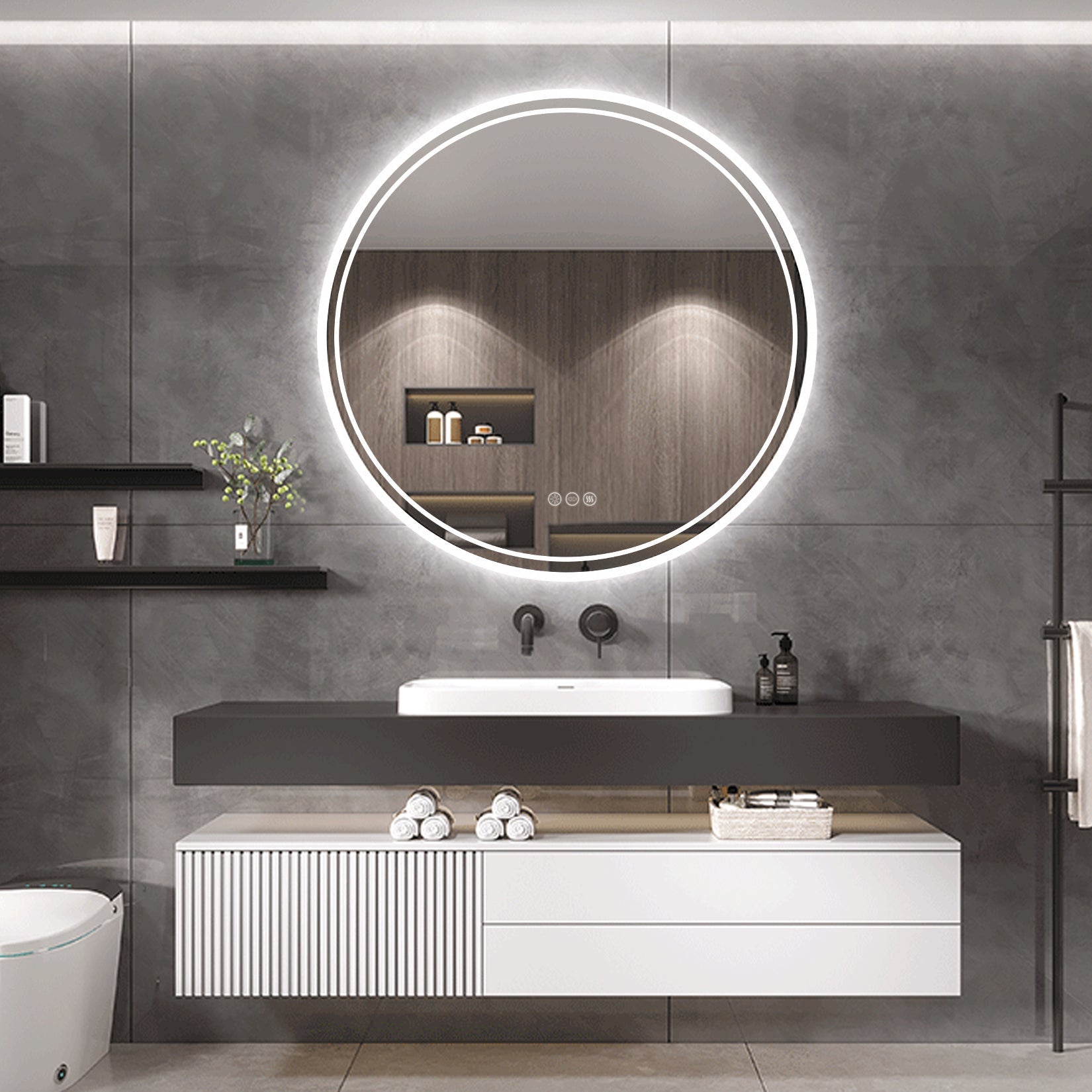 Mirrors: Interior Ave - 80cm Round Frameless LED Bathroom Mirror