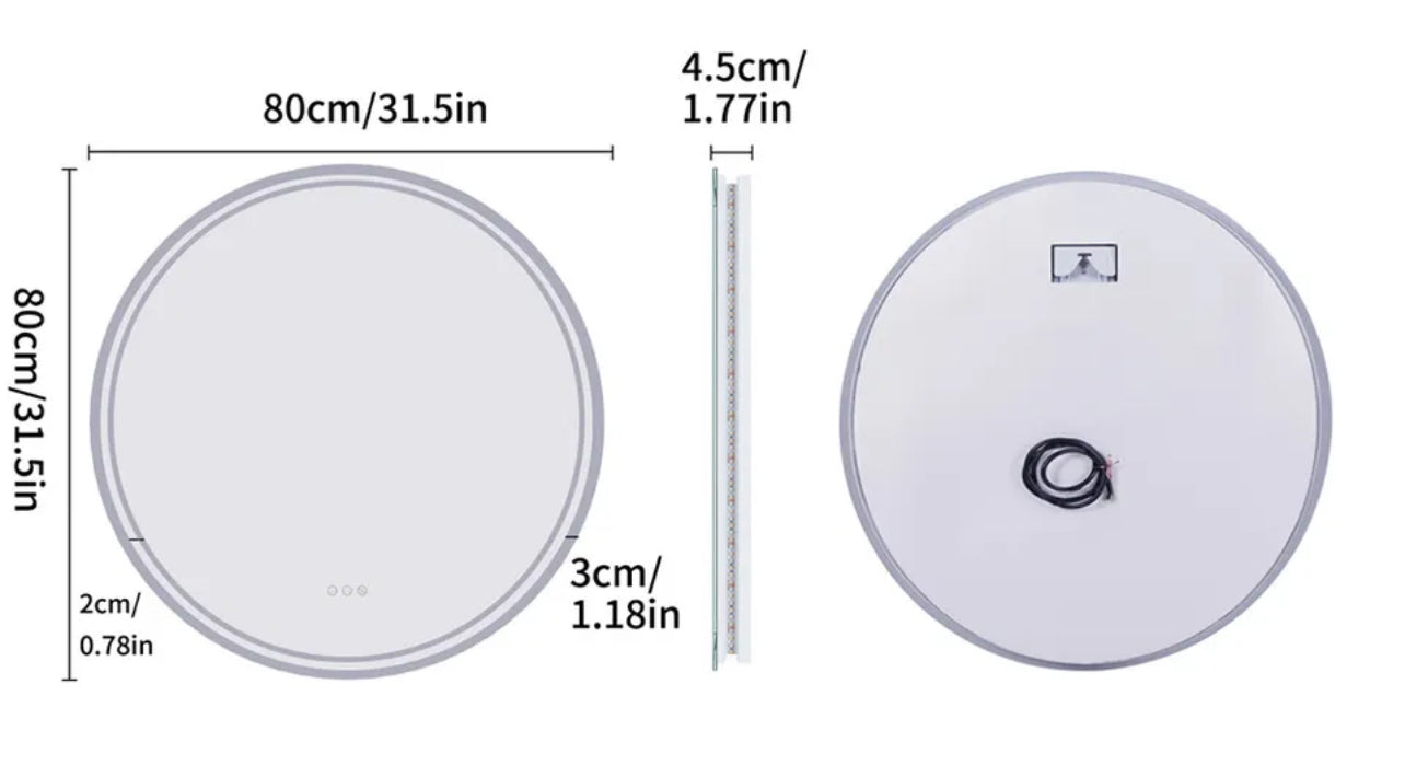 Mirrors: Interior Ave - 80cm Round Frameless LED Bathroom Mirror