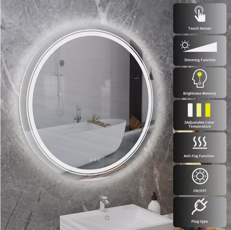 Mirrors: Interior Ave - 80cm Round Frameless LED Bathroom Mirror