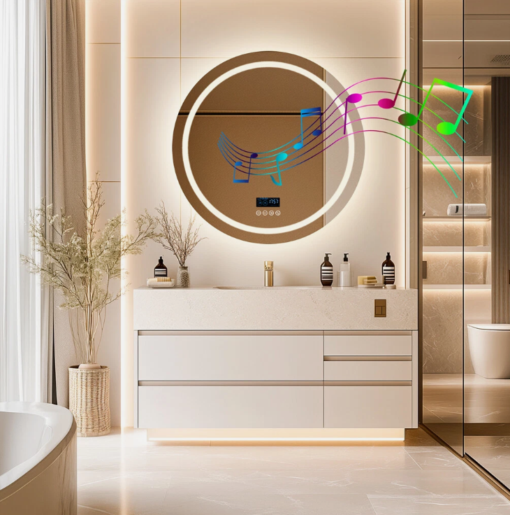 Mirrors: Interior Ave - 80cm Round Frameless LED Bathroom Mirror  Bluetooth