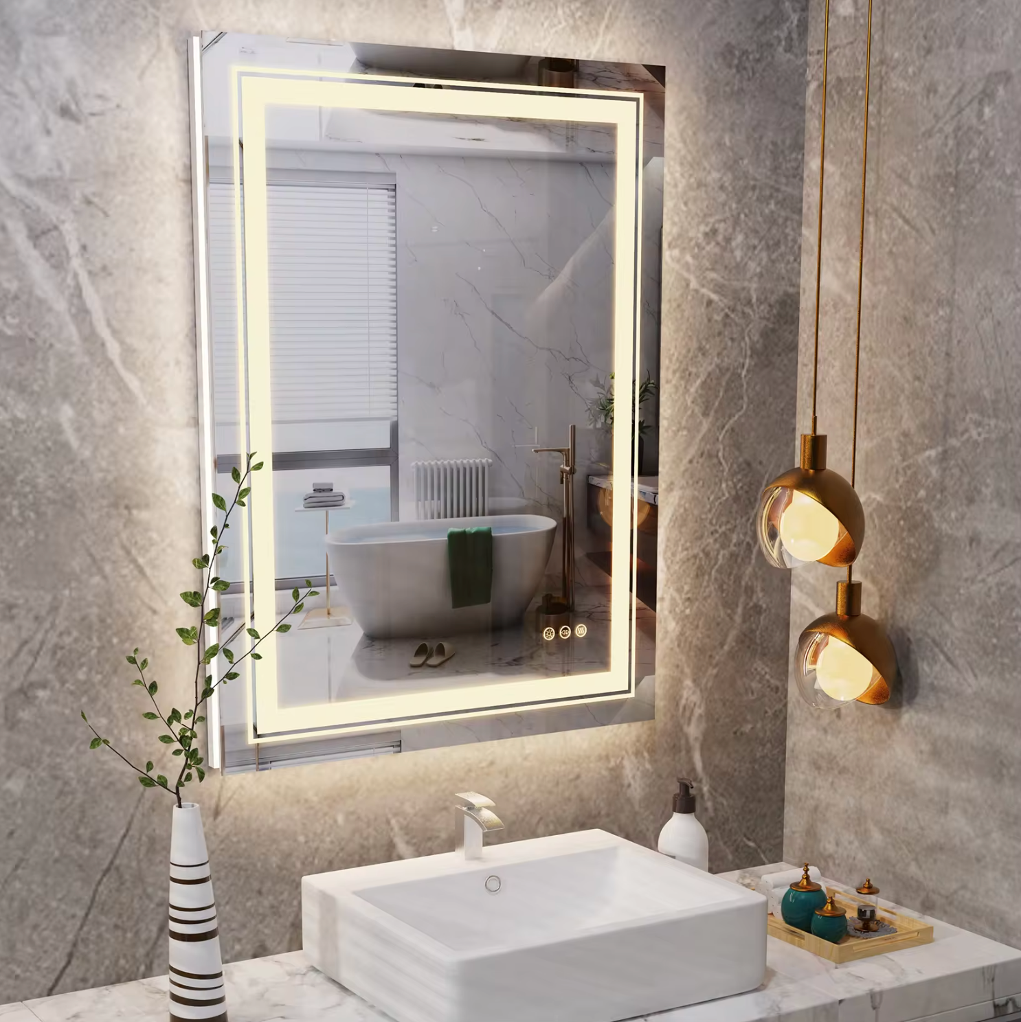 Mirrors: Interior Ave - 60 x 80cm Rectangle Frameless LED Bathroom Mirror