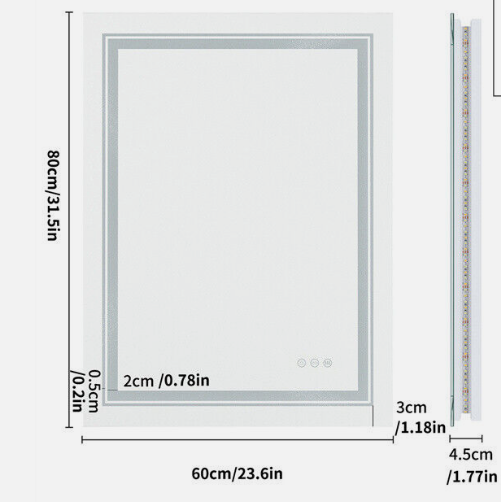Mirrors: Interior Ave - 60 x 80cm Rectangle Frameless LED Bathroom Mirror