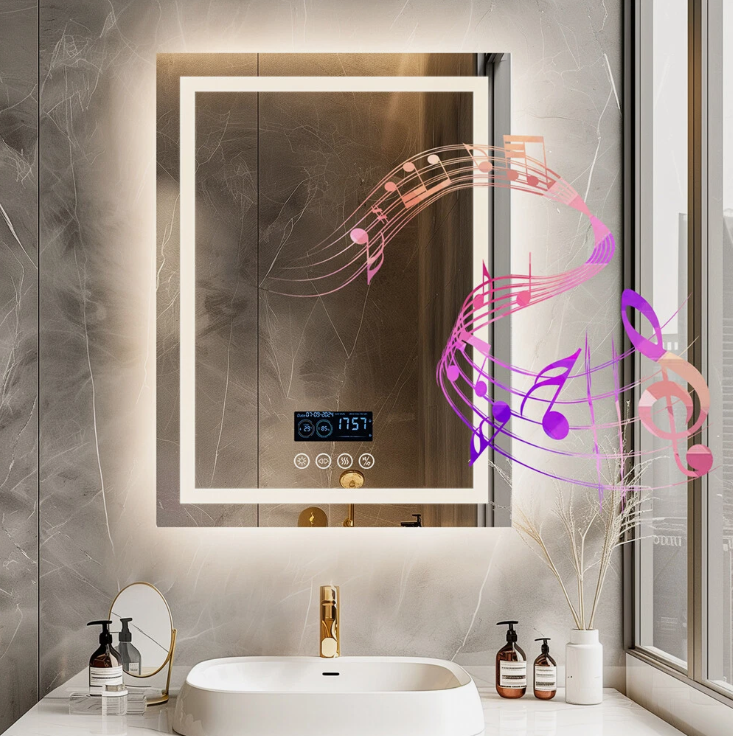 Mirrors: Interior Ave - 60 x 80cm Rectangle Frameless LED Bathroom Mirror  Bluetooth