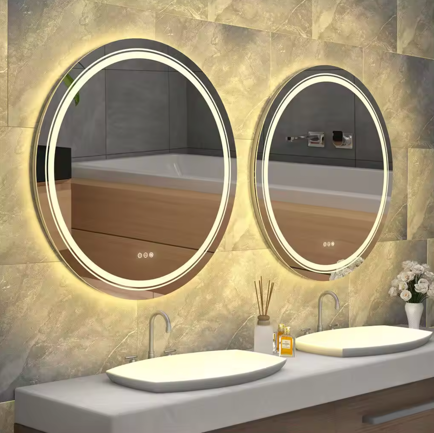 Mirrors: Interior Ave - 90cm Round Frameless LED Bathroom Mirror
