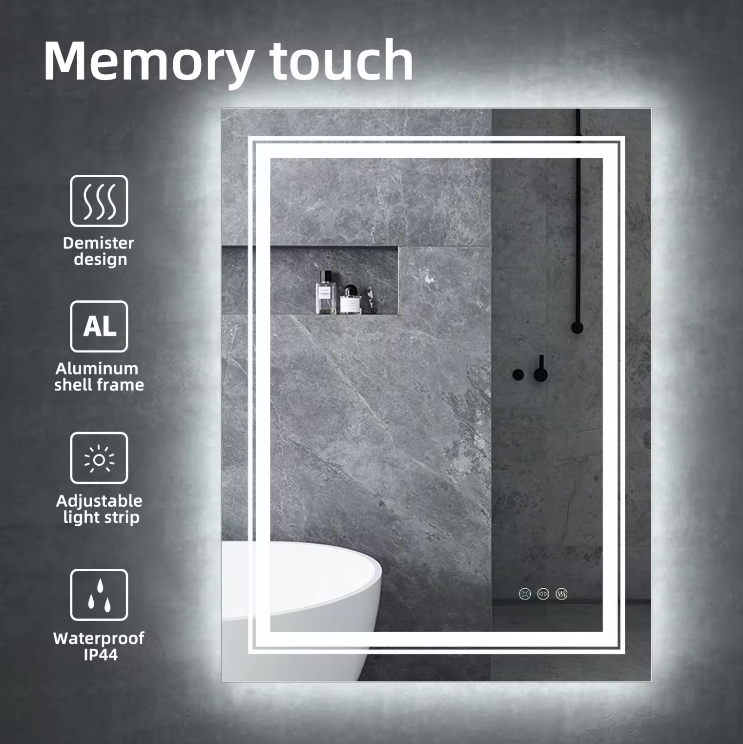 Mirrors: Interior Ave - 70 x 90cm Rectangle Frameless LED Bathroom Mirror