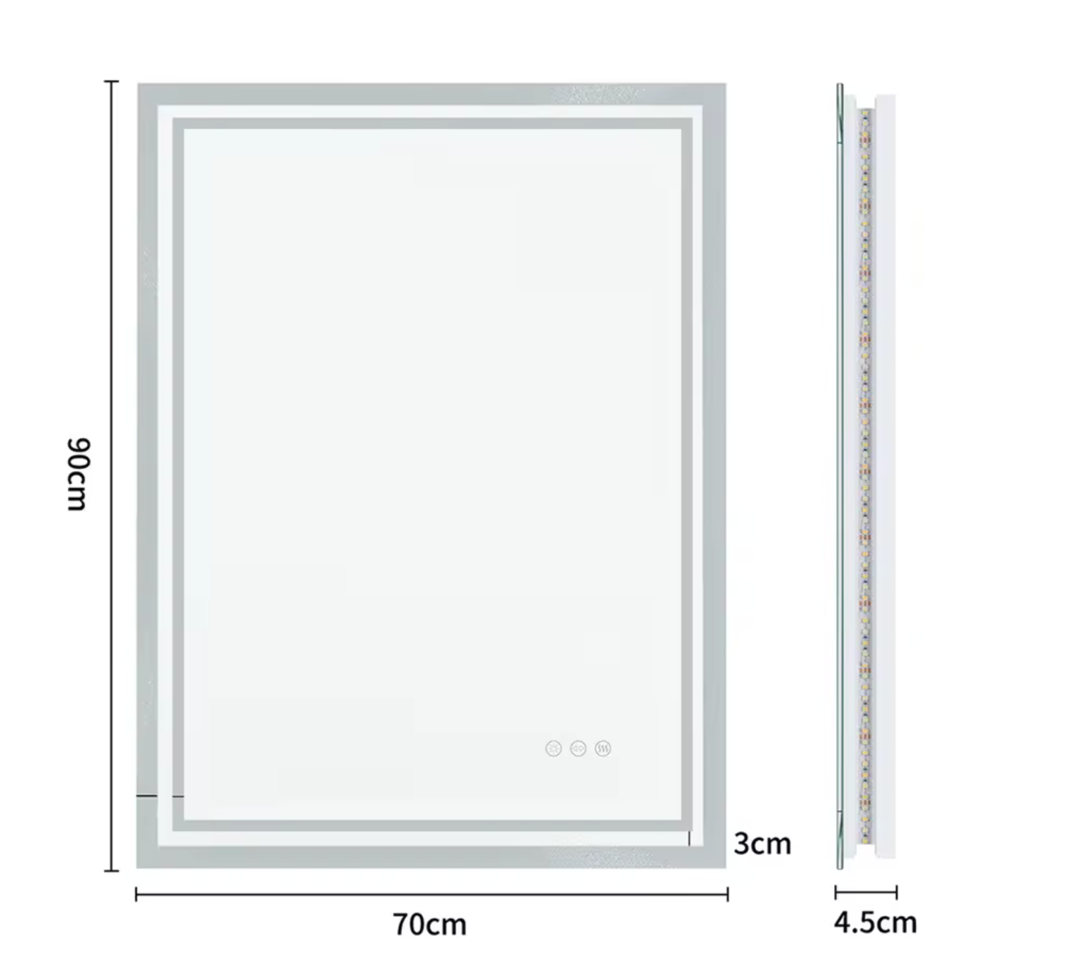 Mirrors: Interior Ave - 70 x 90cm Rectangle Frameless LED Bathroom Mirror