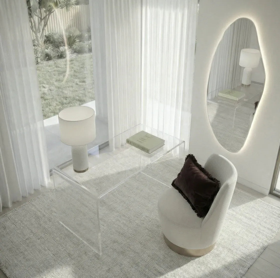 Interior Ave - Opal Irregular LED Wall Mirror – Backlit Statement Mirror