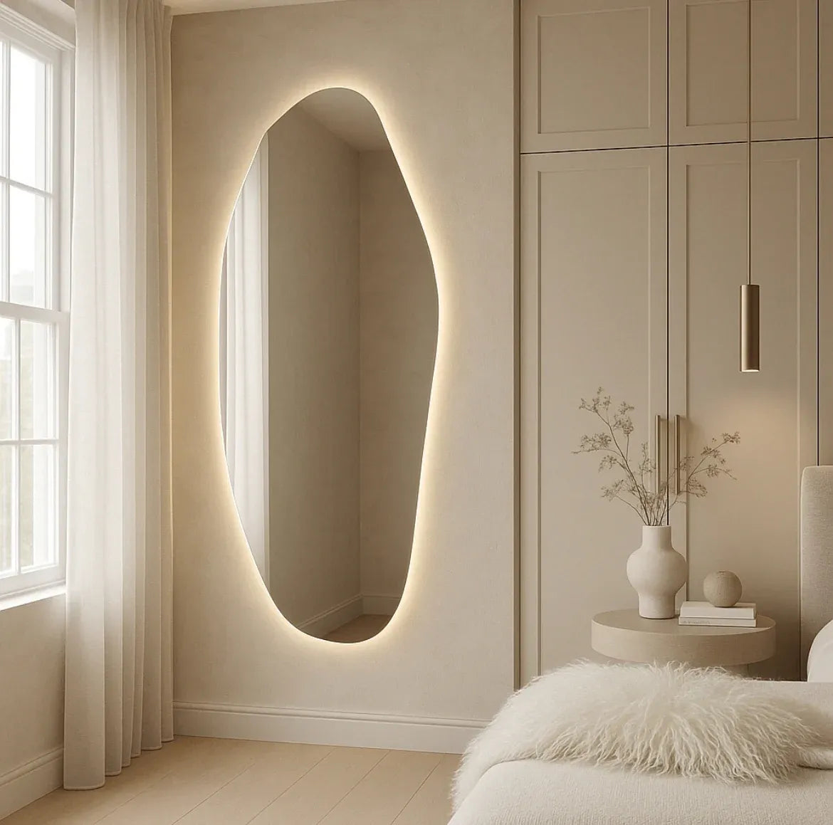 Interior Ave - Opal Irregular LED Wall Mirror – Backlit Statement Mirror